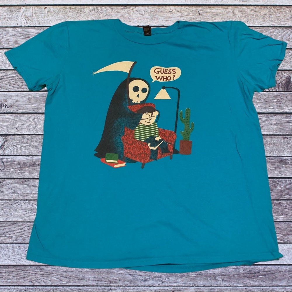 Funny Grim Reaper Shirt Guess Who Threadless Horror Halloween Spencer’s Skull